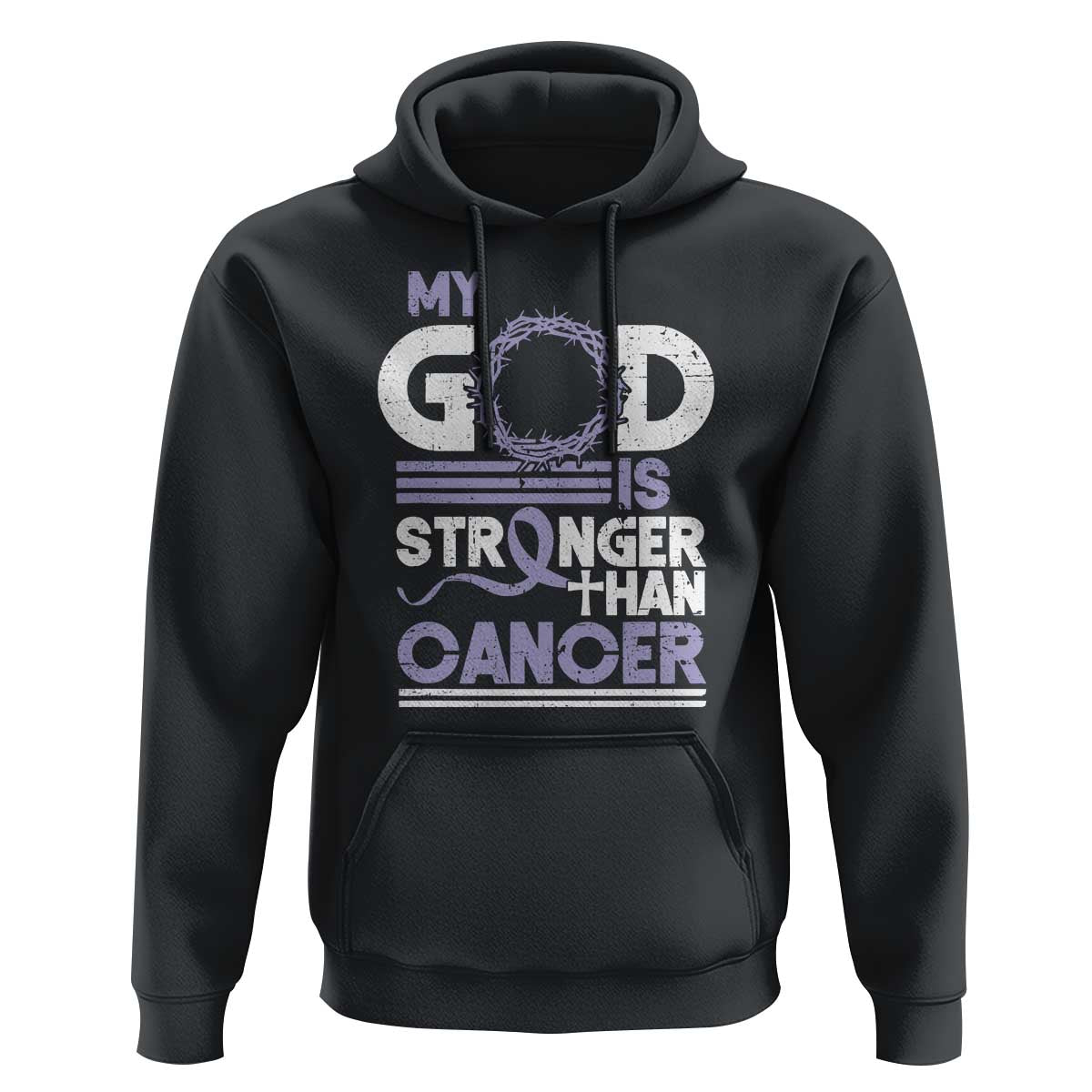 All Cancer Awareness Hoodie My God Is Stronger Than Cancer Lavender Ribbon