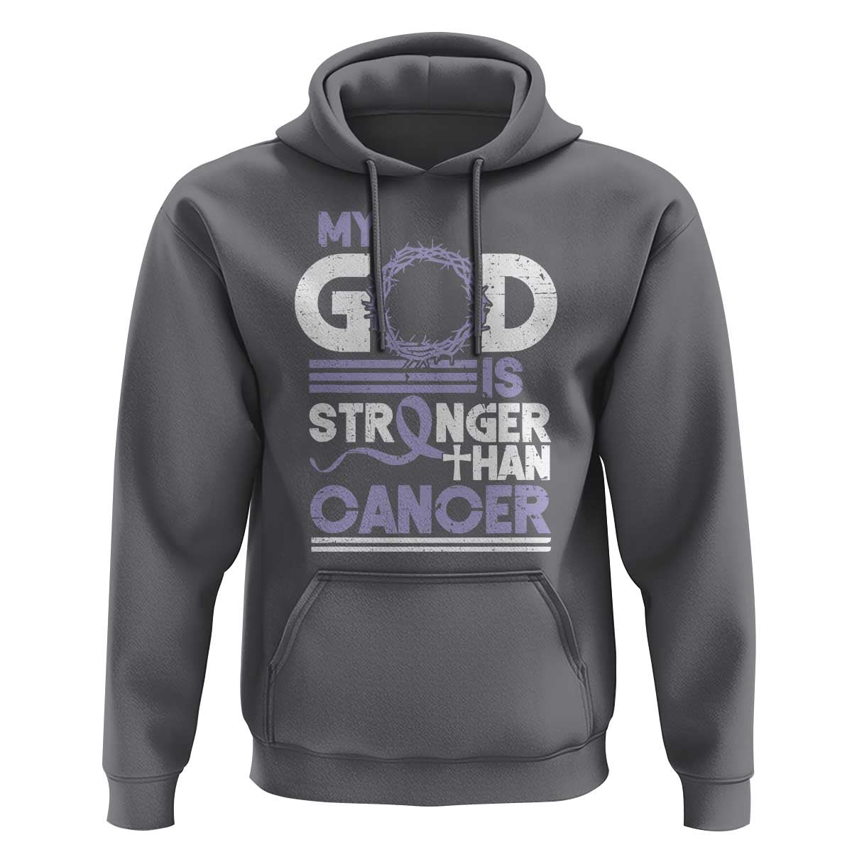 All Cancer Awareness Hoodie My God Is Stronger Than Cancer Lavender Ribbon