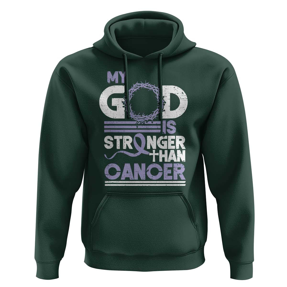 All Cancer Awareness Hoodie My God Is Stronger Than Cancer Lavender Ribbon