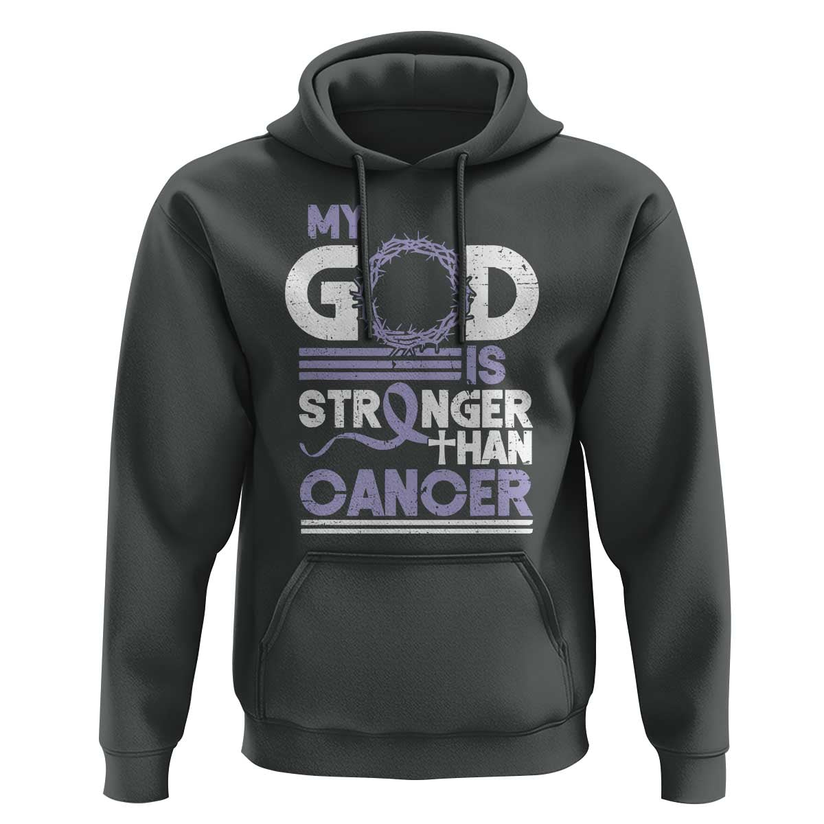 All Cancer Awareness Hoodie My God Is Stronger Than Cancer Lavender Ribbon