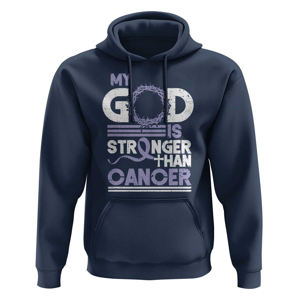 All Cancer Awareness Hoodie My God Is Stronger Than Cancer Lavender Ribbon