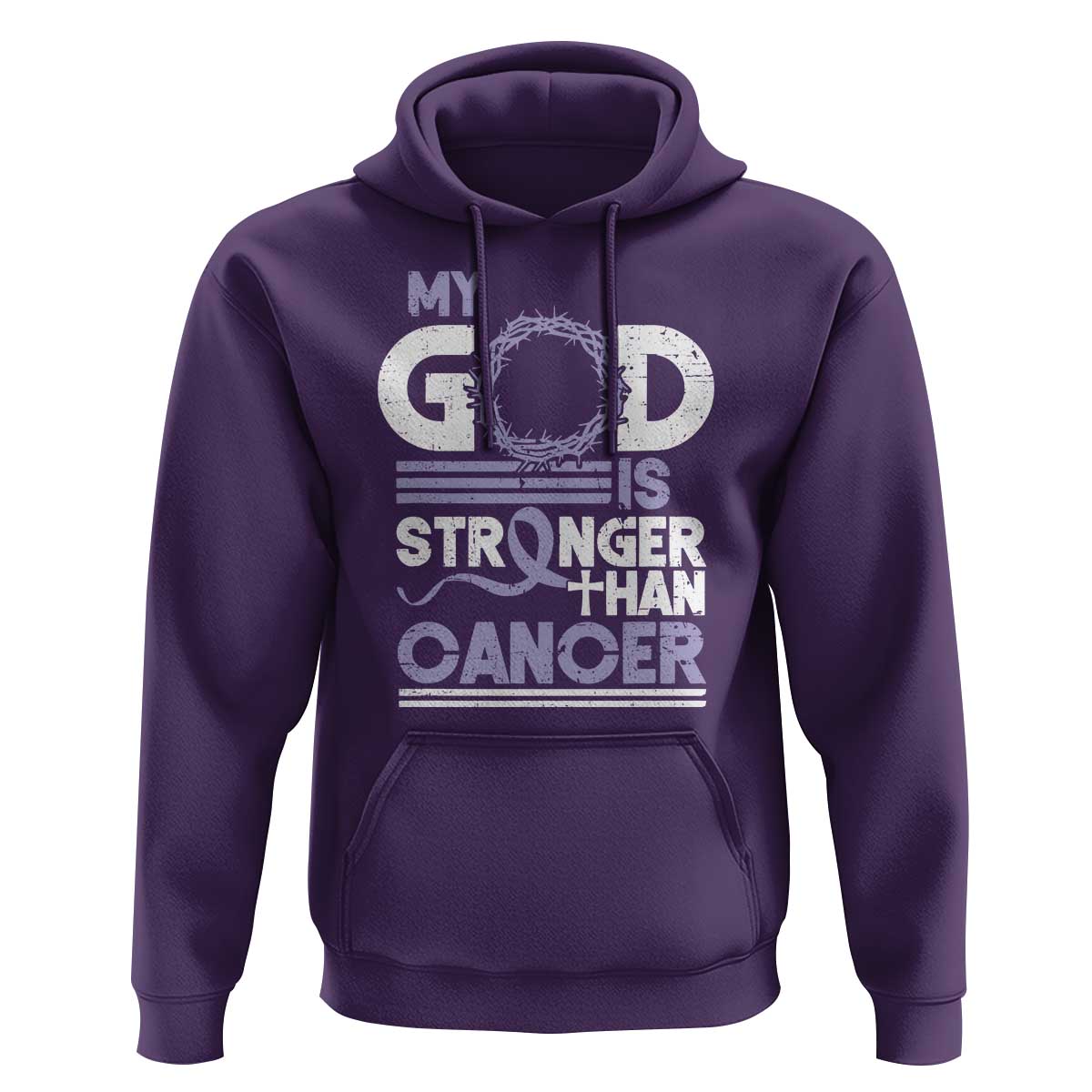 All Cancer Awareness Hoodie My God Is Stronger Than Cancer Lavender Ribbon