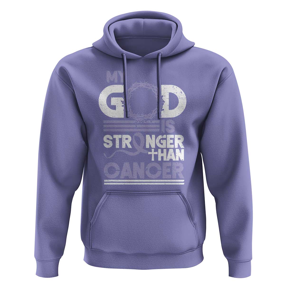 All Cancer Awareness Hoodie My God Is Stronger Than Cancer Lavender Ribbon