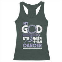 All Cancer Awareness Racerback Tank Top My God Is Stronger Than Cancer Lavender Ribbon