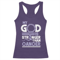 All Cancer Awareness Racerback Tank Top My God Is Stronger Than Cancer Lavender Ribbon