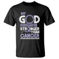 All Cancer Awareness T Shirt My God Is Stronger Than Cancer Lavender Ribbon