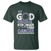 All Cancer Awareness T Shirt My God Is Stronger Than Cancer Lavender Ribbon