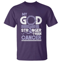 All Cancer Awareness T Shirt My God Is Stronger Than Cancer Lavender Ribbon