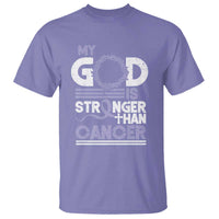 All Cancer Awareness T Shirt My God Is Stronger Than Cancer Lavender Ribbon