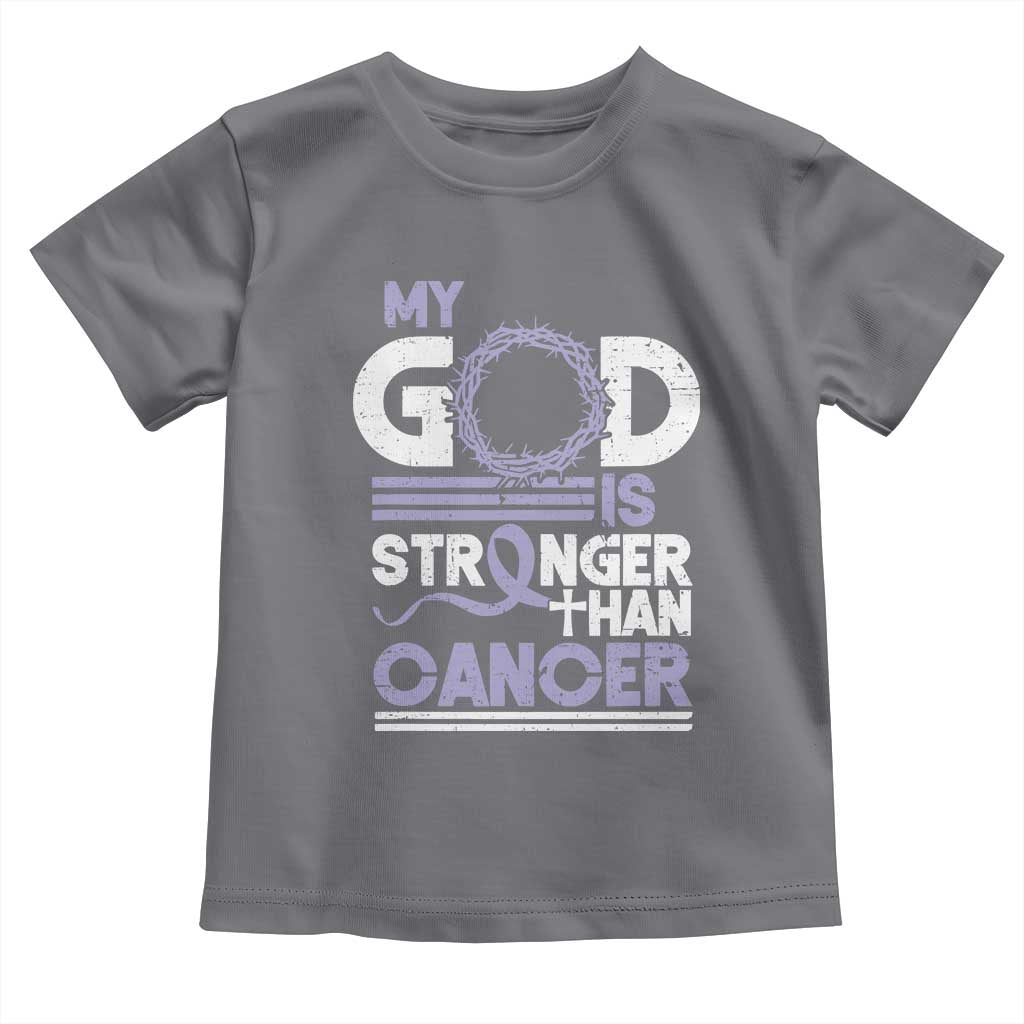 All Cancer Awareness Toddler T Shirt My God Is Stronger Than Cancer Lavender Ribbon
