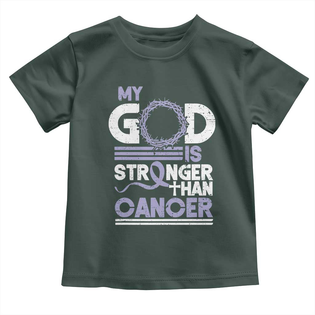 All Cancer Awareness Toddler T Shirt My God Is Stronger Than Cancer Lavender Ribbon