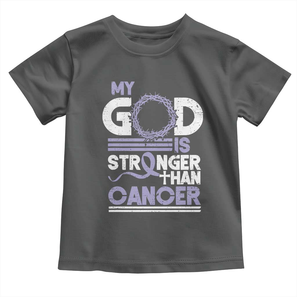 All Cancer Awareness Toddler T Shirt My God Is Stronger Than Cancer Lavender Ribbon