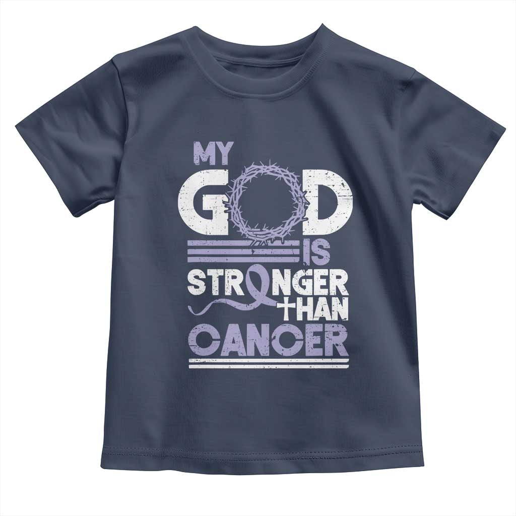 All Cancer Awareness Toddler T Shirt My God Is Stronger Than Cancer Lavender Ribbon