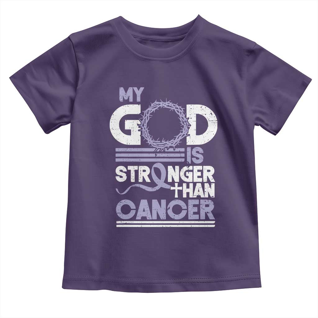 All Cancer Awareness Toddler T Shirt My God Is Stronger Than Cancer Lavender Ribbon