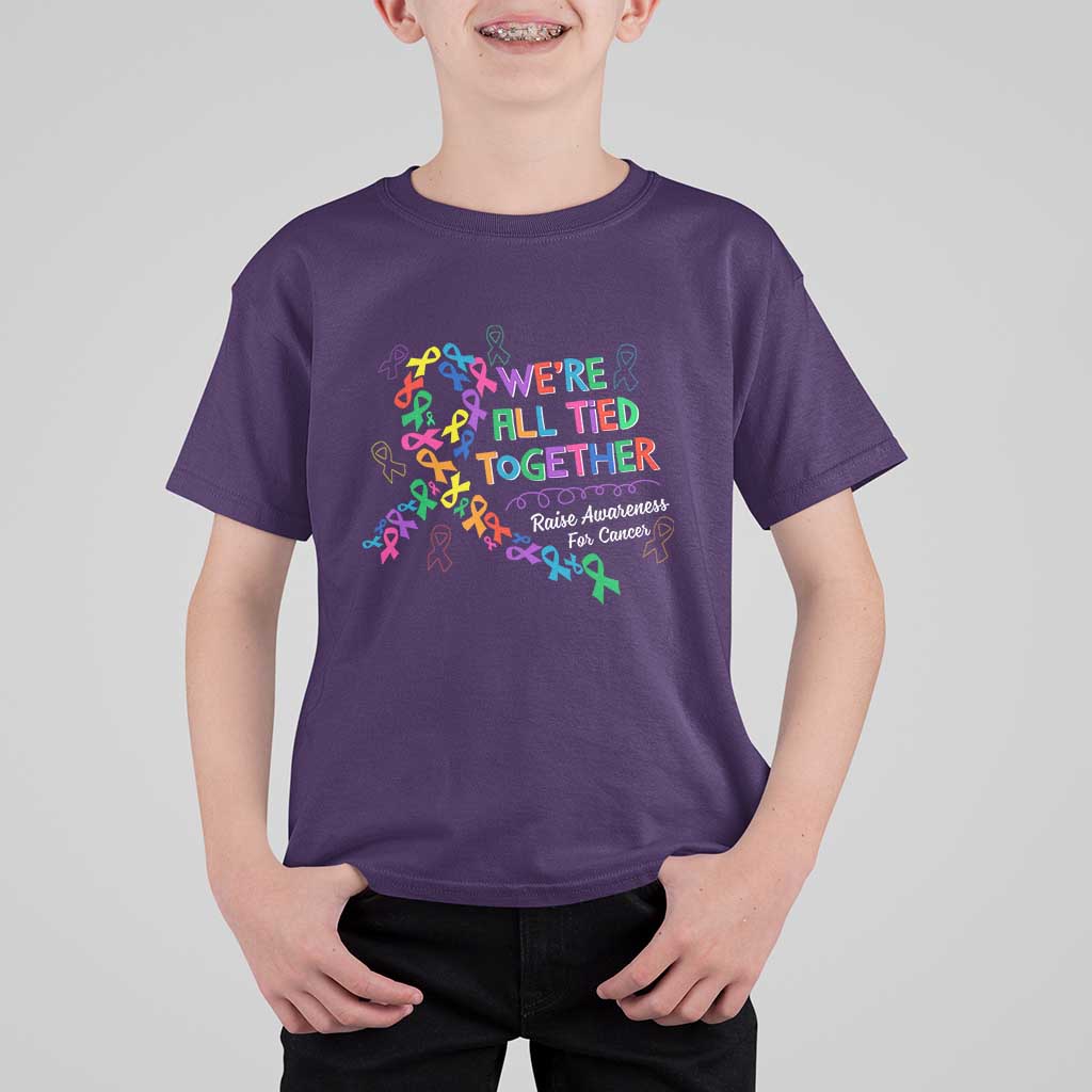 All Cancer Awareness T Shirt For Kid We're All Tied Together Raise Awareness For Cancer Ribbons