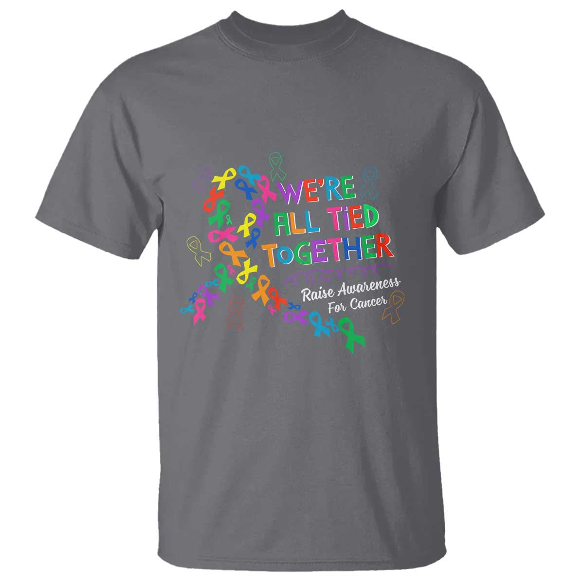 All Cancer Awareness T Shirt We're All Tied Together Raise Awareness For Cancer Ribbons