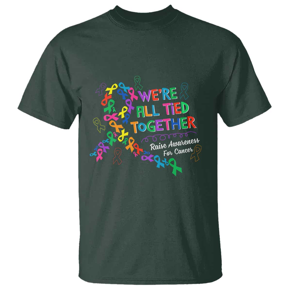 All Cancer Awareness T Shirt We're All Tied Together Raise Awareness For Cancer Ribbons