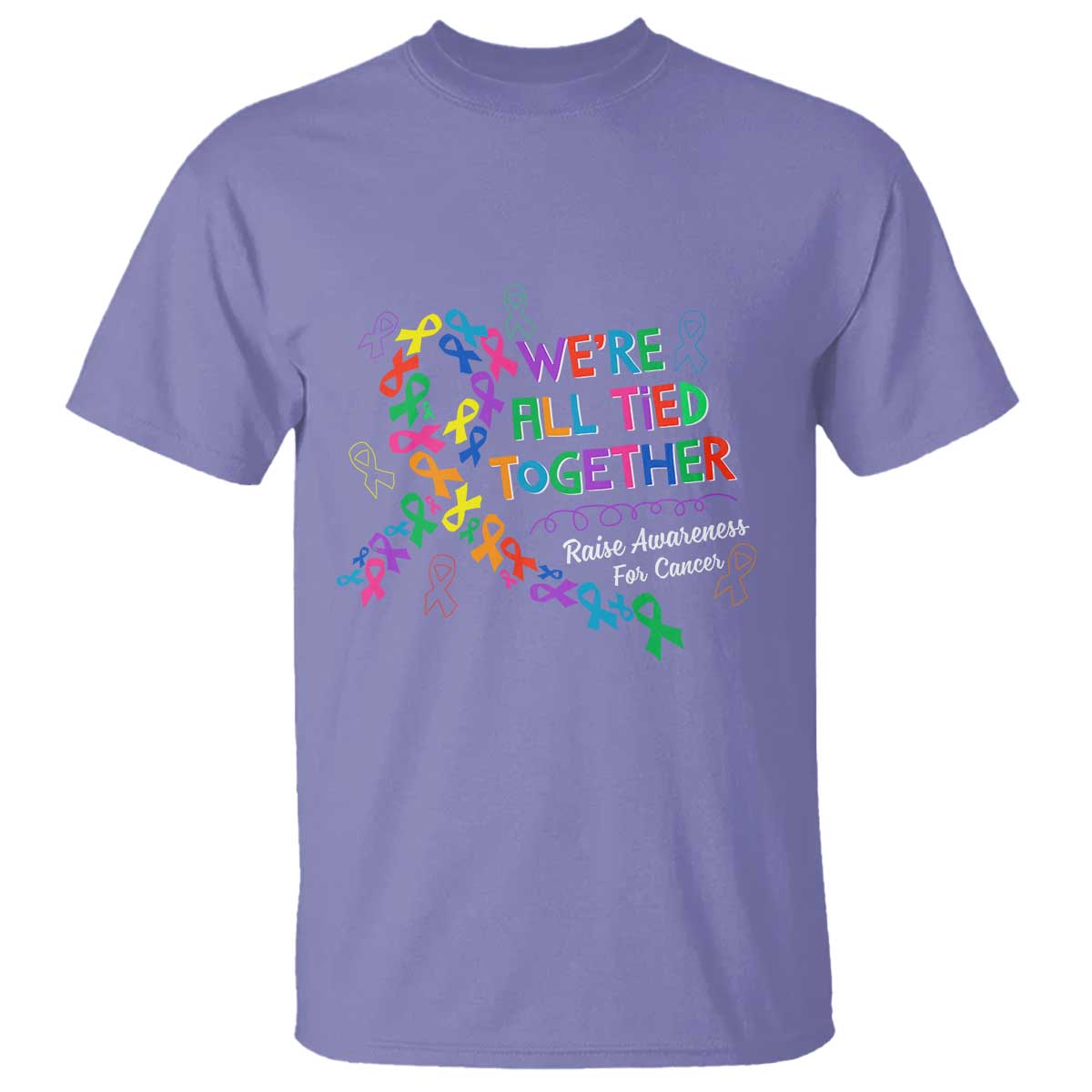 All Cancer Awareness T Shirt We're All Tied Together Raise Awareness For Cancer Ribbons