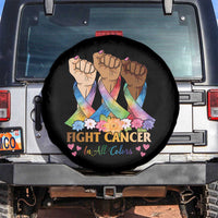 Funny All Cancer Awareness Spare Tire Cover Fight Cancer In All Colors Colorful Ribbon