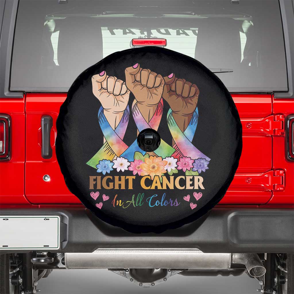 Funny All Cancer Awareness Spare Tire Cover Fight Cancer In All Colors Colorful Ribbon