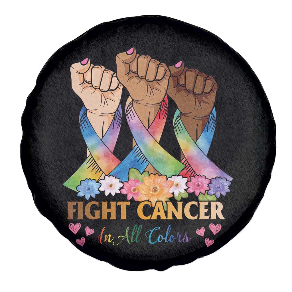 Funny All Cancer Awareness Spare Tire Cover Fight Cancer In All Colors Colorful Ribbon