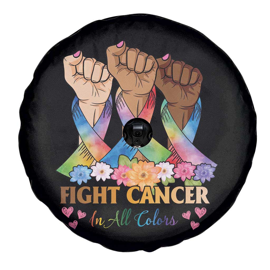 Funny All Cancer Awareness Spare Tire Cover Fight Cancer In All Colors Colorful Ribbon