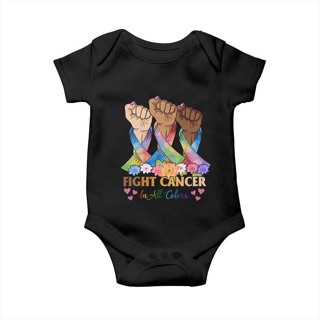 Funny All Cancer Awareness Baby Onesie Fight Cancer In All Colors Colorful Ribbon