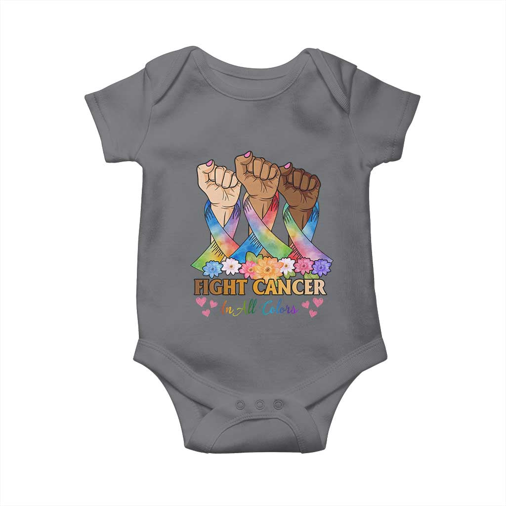 Funny All Cancer Awareness Baby Onesie Fight Cancer In All Colors Colorful Ribbon