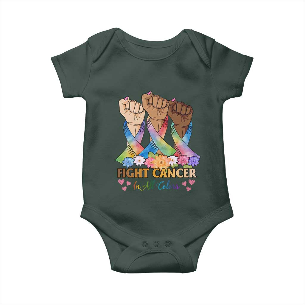 Funny All Cancer Awareness Baby Onesie Fight Cancer In All Colors Colorful Ribbon