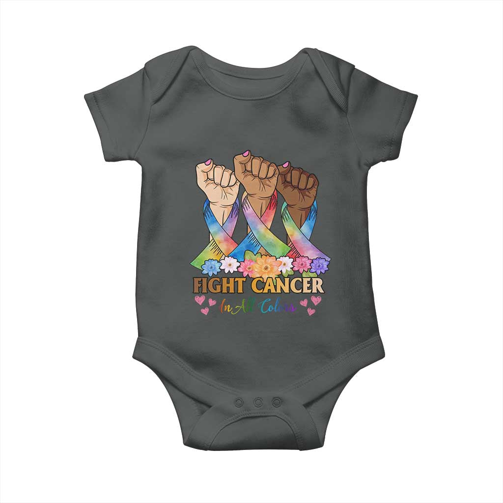 Funny All Cancer Awareness Baby Onesie Fight Cancer In All Colors Colorful Ribbon