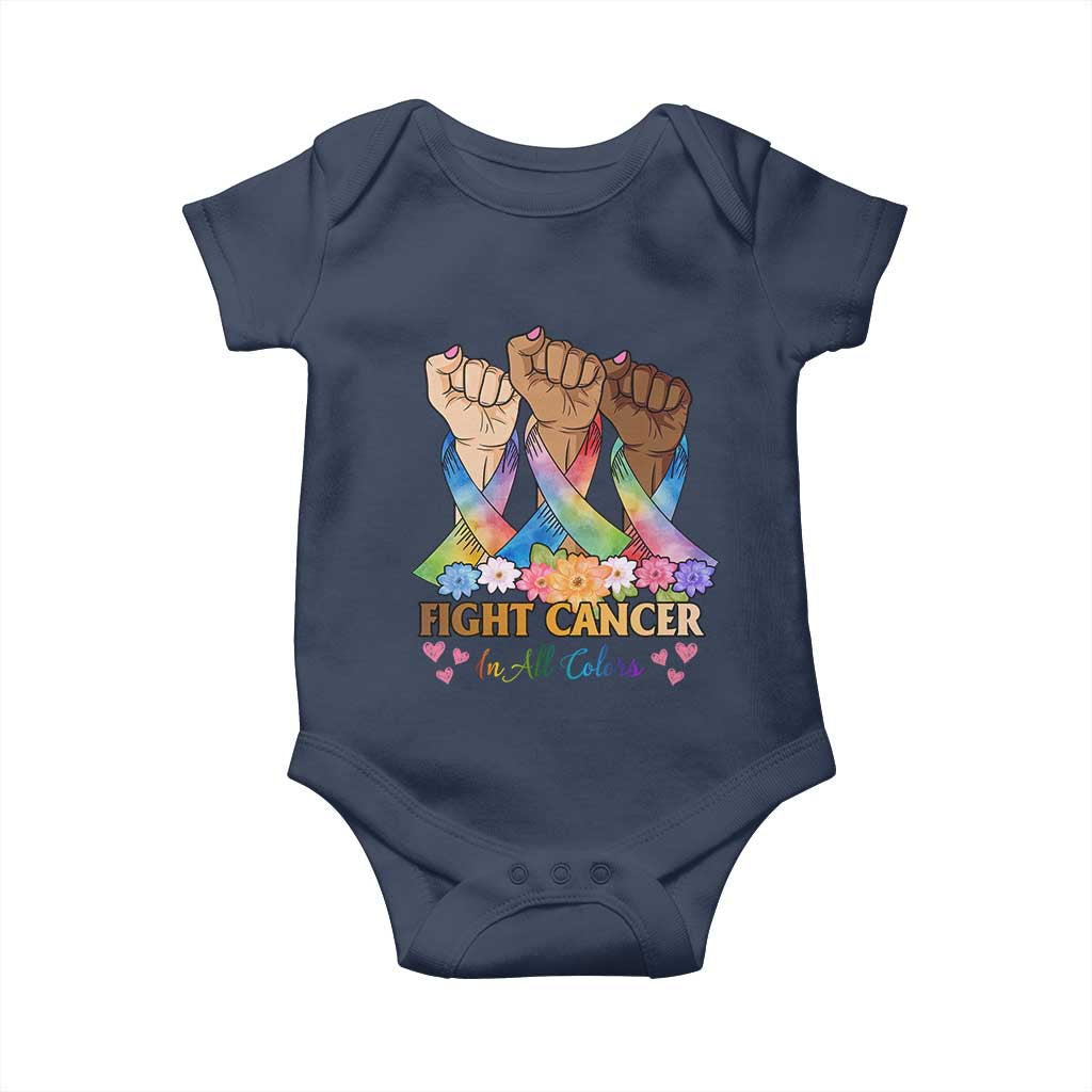Funny All Cancer Awareness Baby Onesie Fight Cancer In All Colors Colorful Ribbon