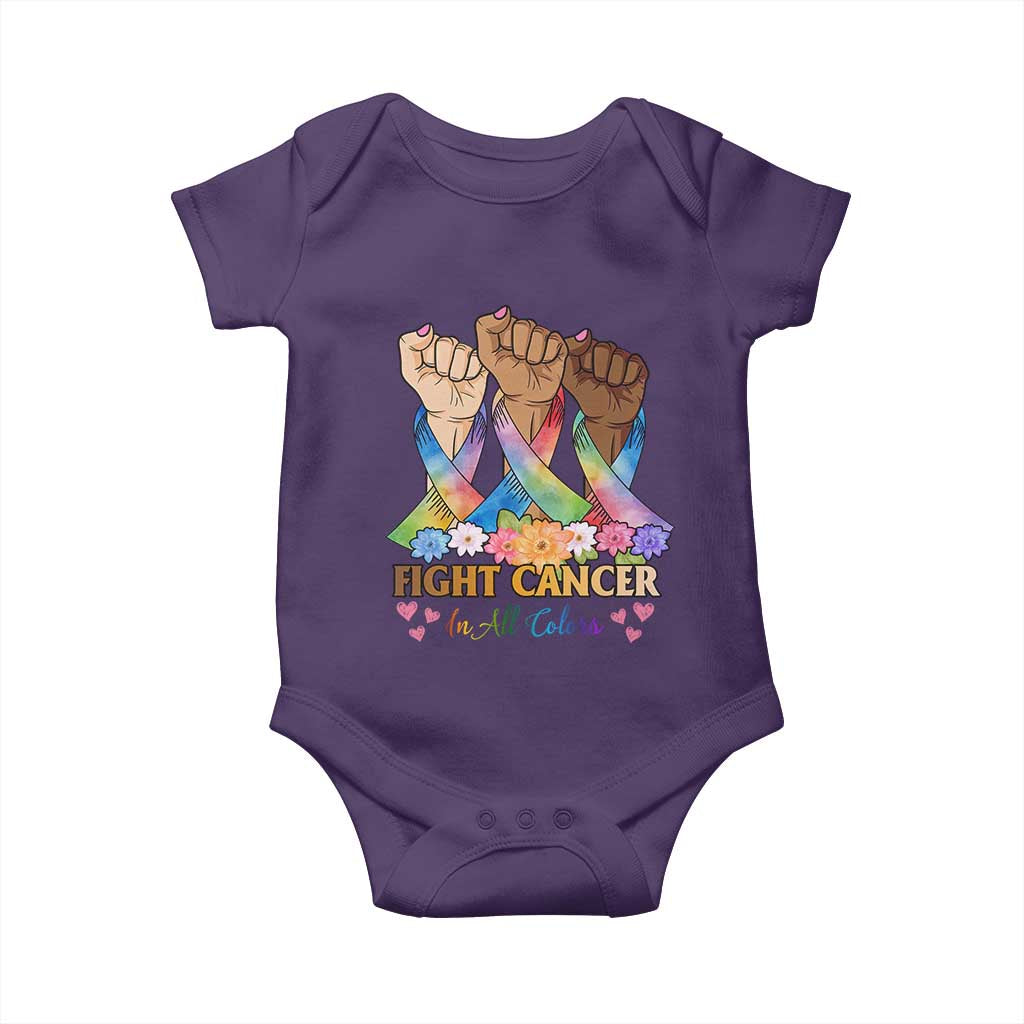 Funny All Cancer Awareness Baby Onesie Fight Cancer In All Colors Colorful Ribbon