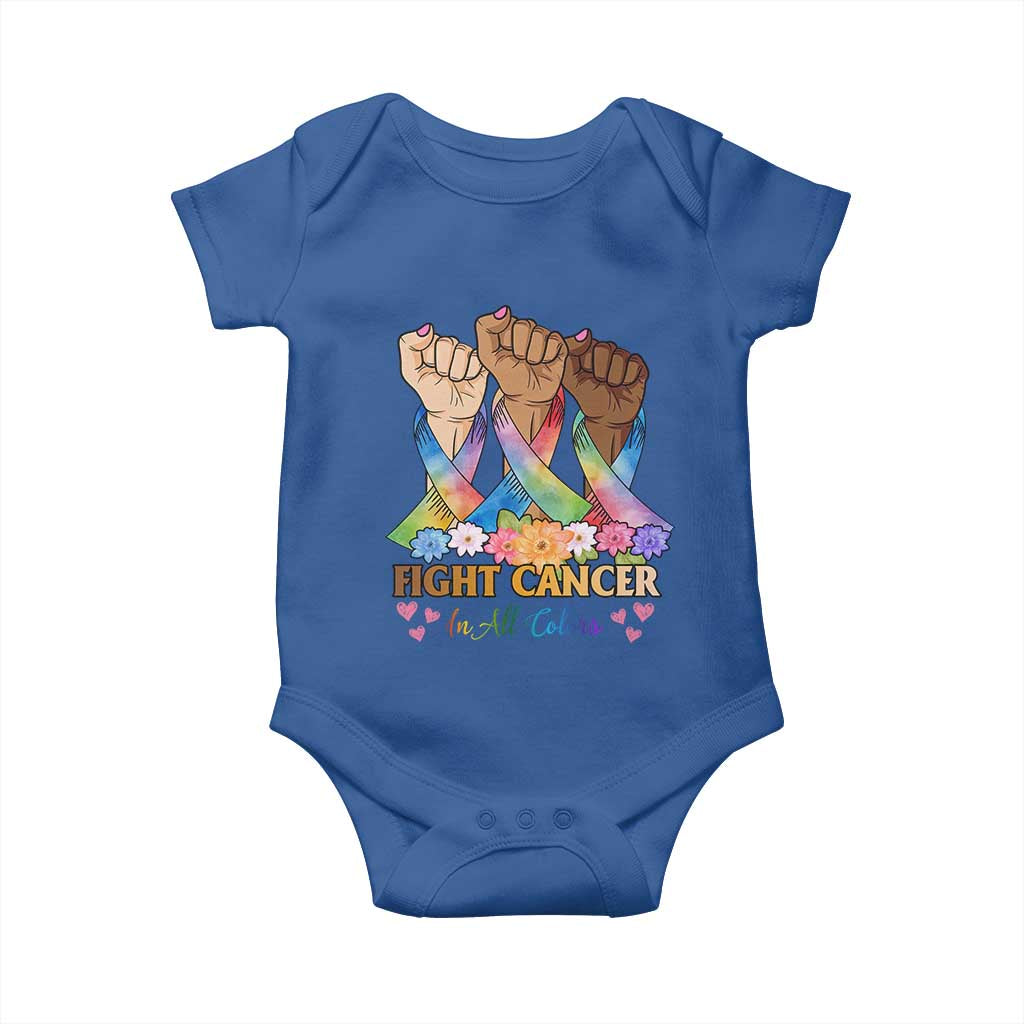 Funny All Cancer Awareness Baby Onesie Fight Cancer In All Colors Colorful Ribbon