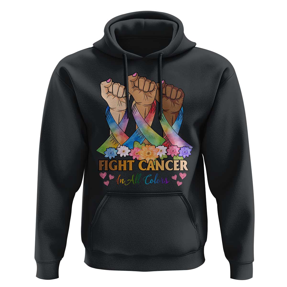 Funny All Cancer Awareness Hoodie Fight Cancer In All Colors Colorful Ribbon