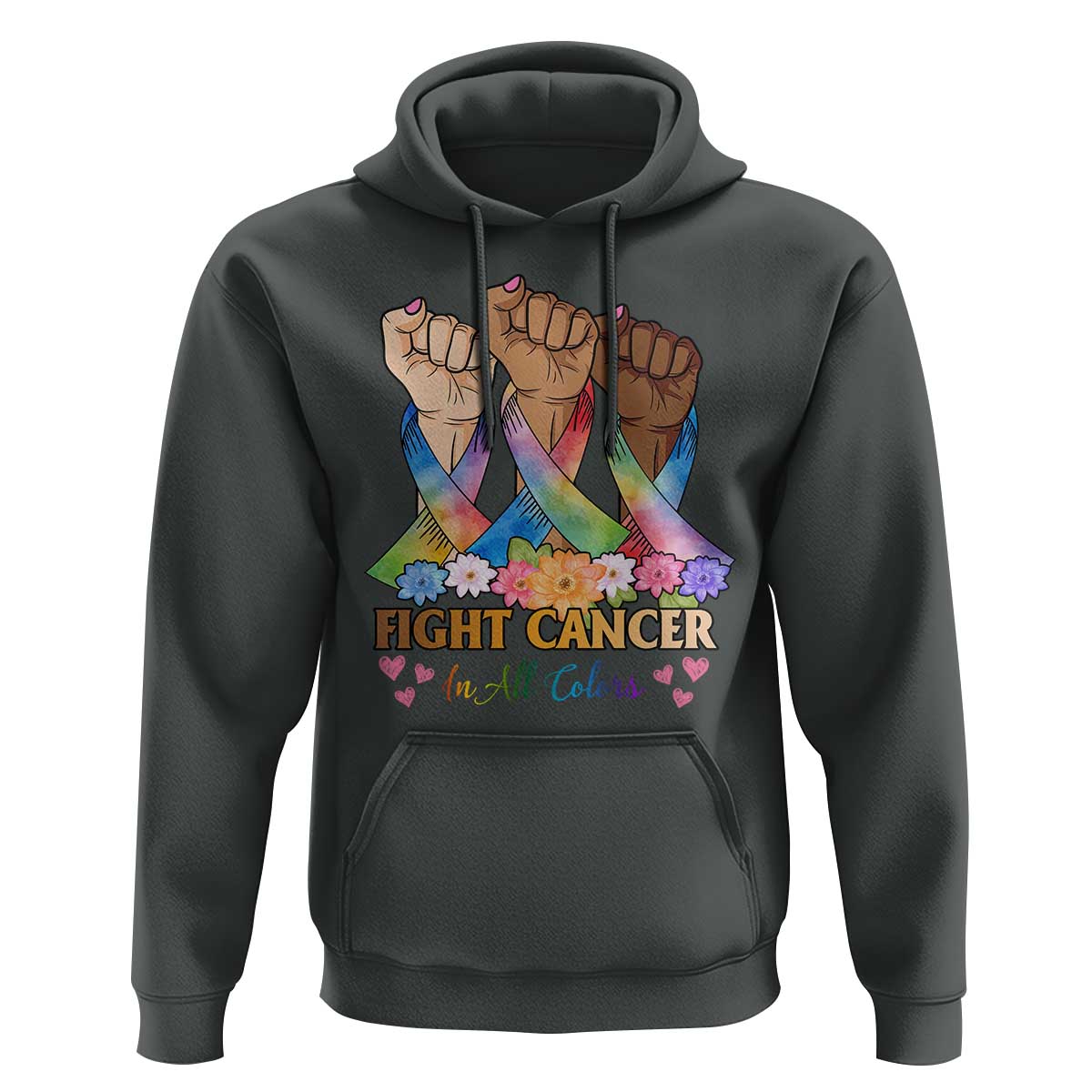 Funny All Cancer Awareness Hoodie Fight Cancer In All Colors Colorful Ribbon