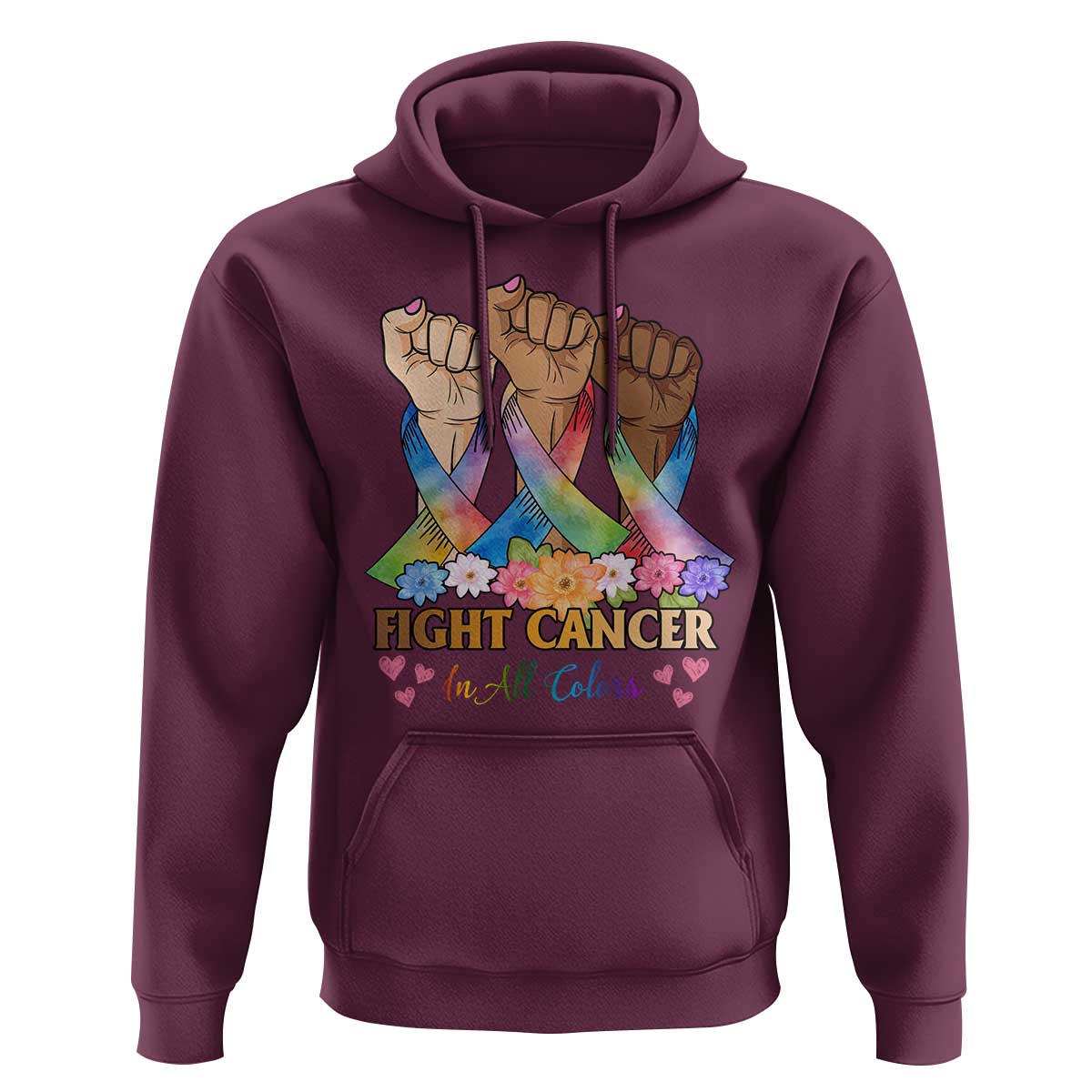 Funny All Cancer Awareness Hoodie Fight Cancer In All Colors Colorful Ribbon