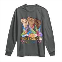 Funny All Cancer Awareness Long Sleeve Shirt Fight Cancer In All Colors Colorful Ribbon