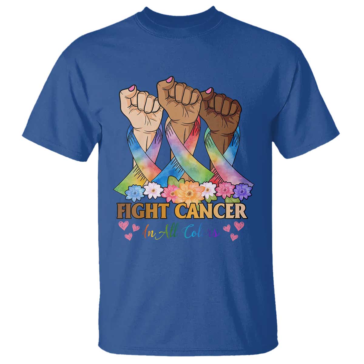 Funny All Cancer Awareness T Shirt Fight Cancer In All Colors Colorful Ribbon