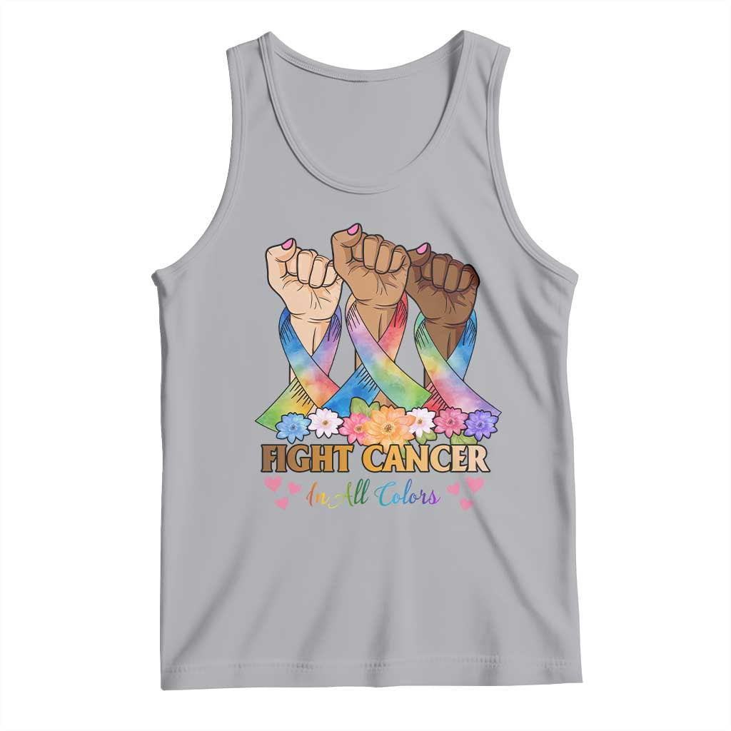 Funny All Cancer Awareness Tank Top Fight Cancer In All Colors Colorful Ribbon