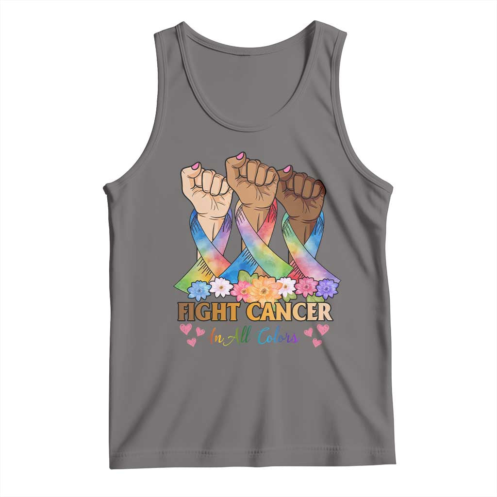 Funny All Cancer Awareness Tank Top Fight Cancer In All Colors Colorful Ribbon