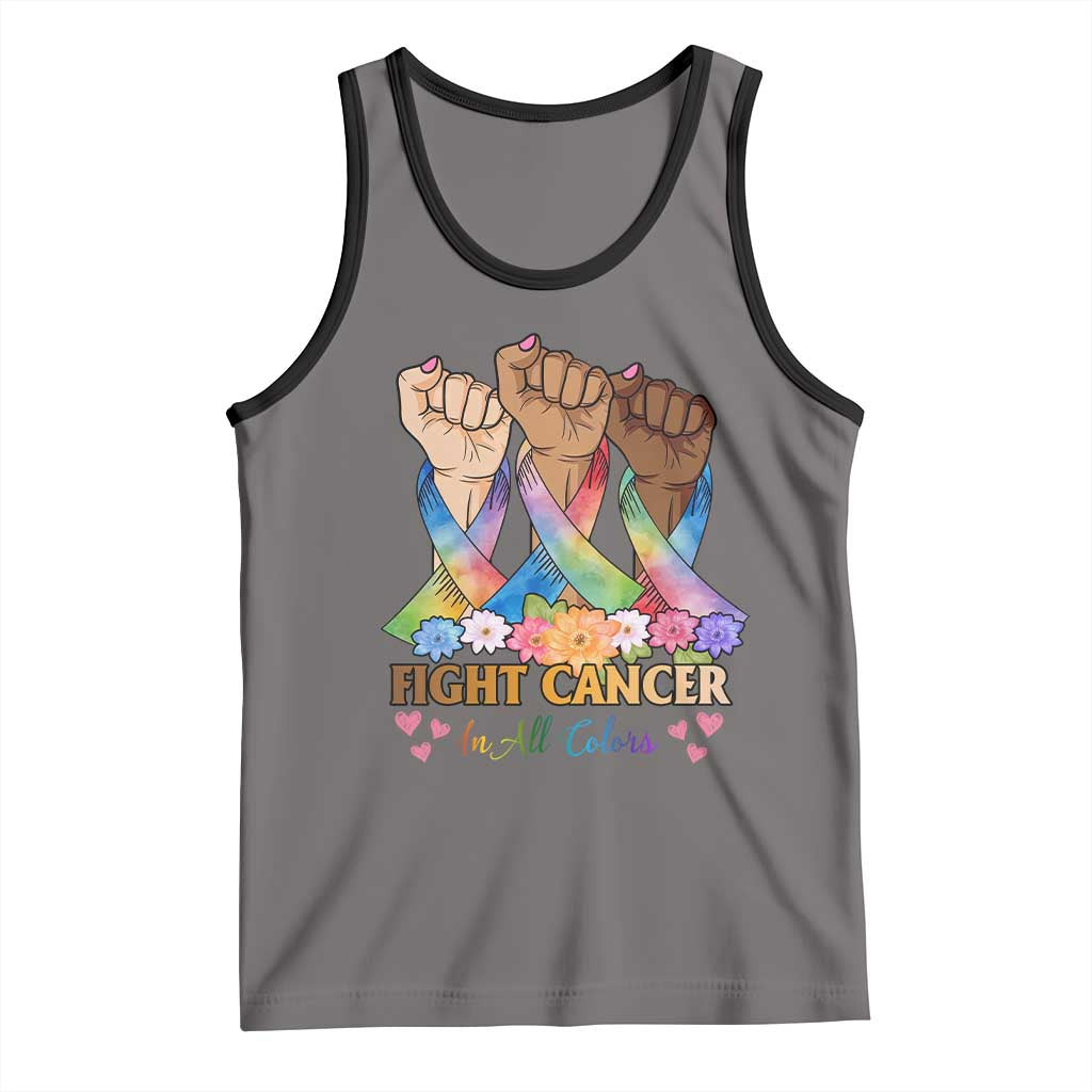 Funny All Cancer Awareness Tank Top Fight Cancer In All Colors Colorful Ribbon