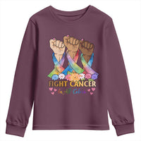 Funny All Cancer Awareness Youth Sweatshirt Fight Cancer In All Colors Colorful Ribbon