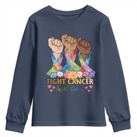 Funny All Cancer Awareness Youth Sweatshirt Fight Cancer In All Colors Colorful Ribbon