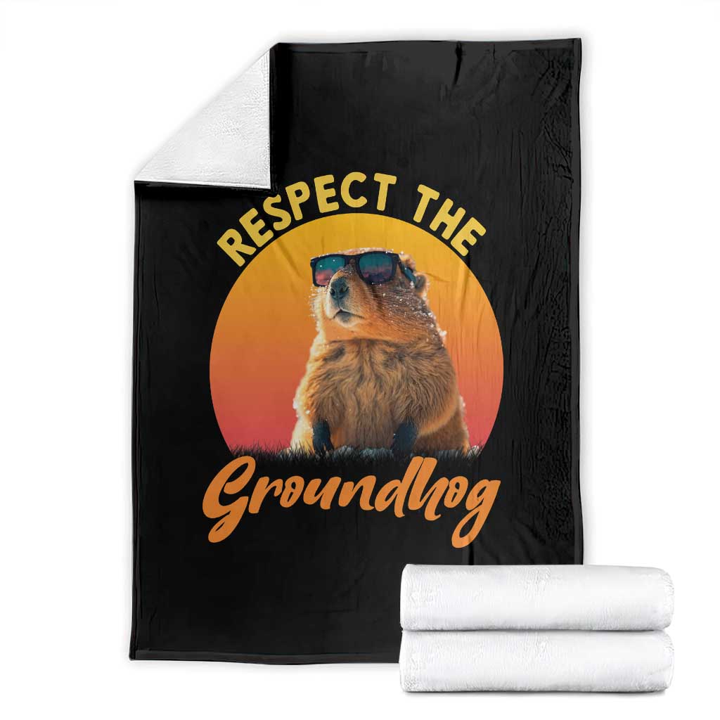 Funny Groundhog Day Throw Blanket Respect The Groundhog Woodchuck - Wonder Print Shop