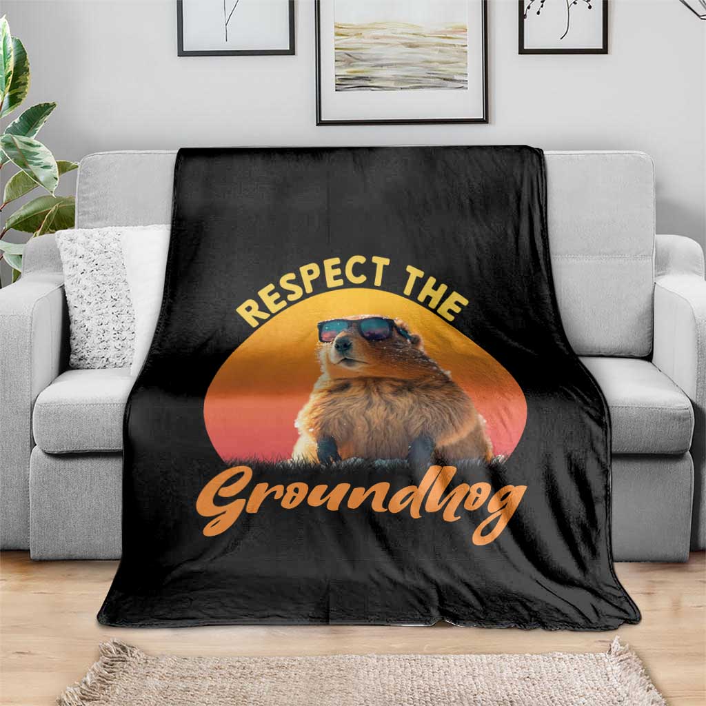 Funny Groundhog Day Throw Blanket Respect The Groundhog Woodchuck - Wonder Print Shop
