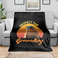 Funny Groundhog Day Throw Blanket Respect The Groundhog Woodchuck - Wonder Print Shop