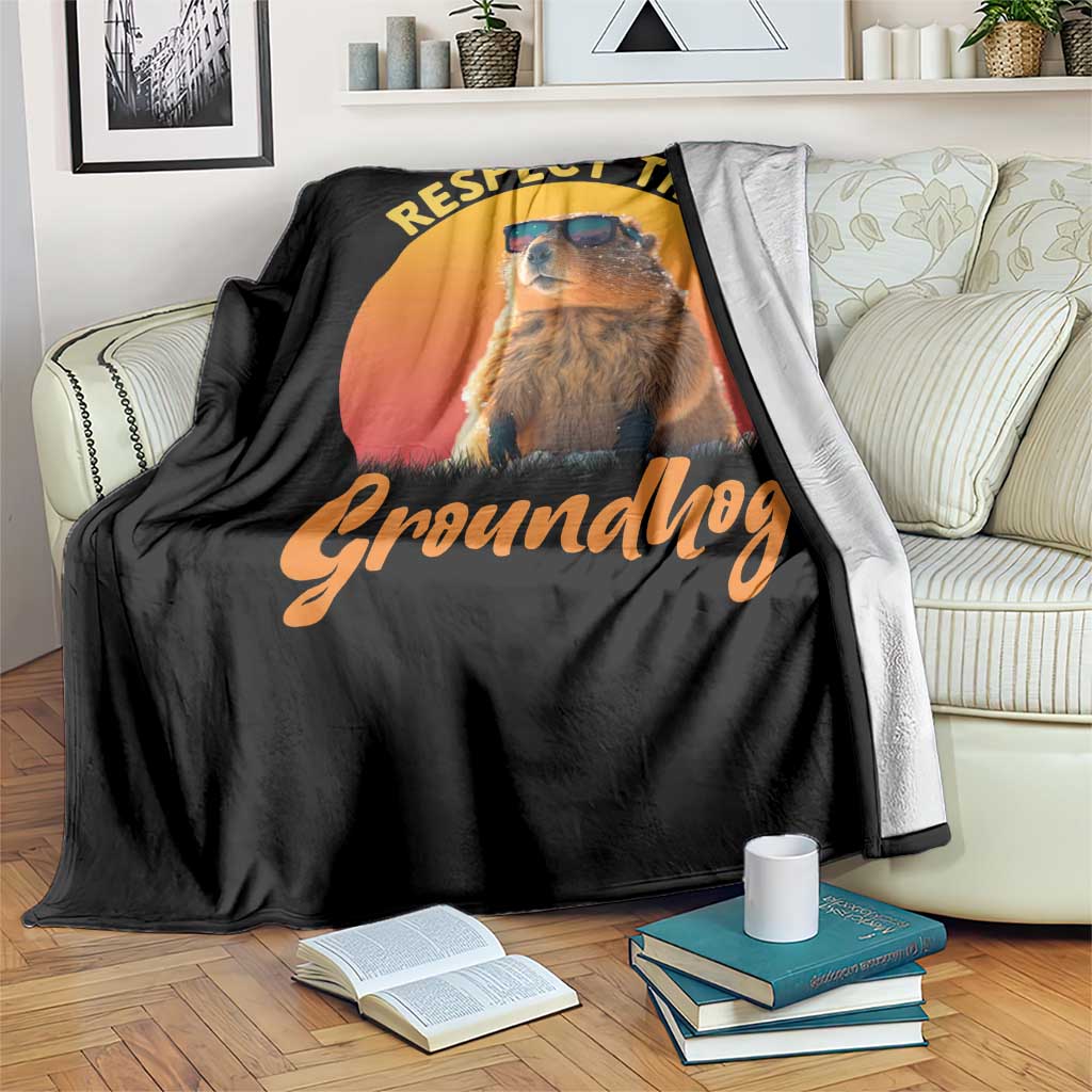 Funny Groundhog Day Throw Blanket Respect The Groundhog Woodchuck - Wonder Print Shop