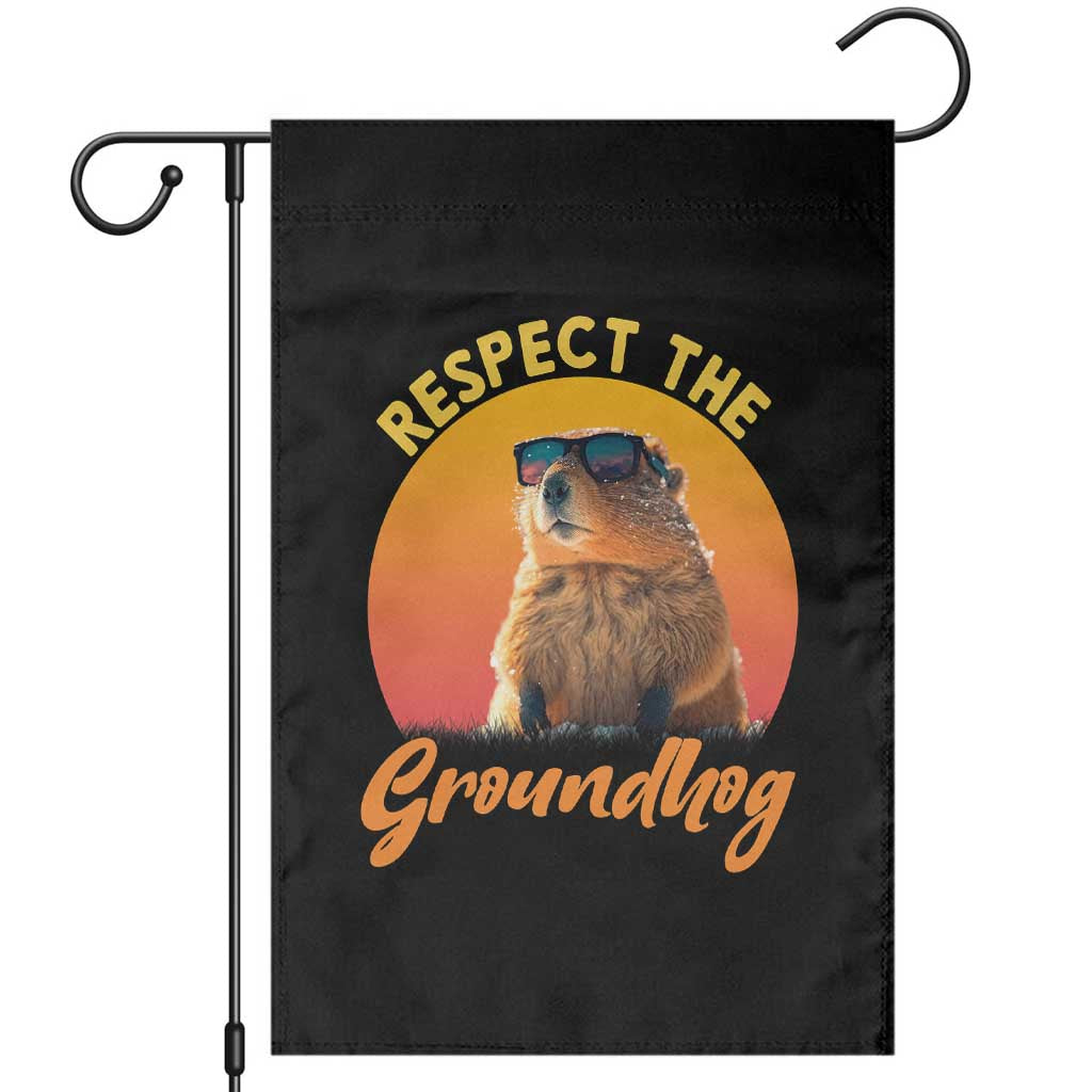 Funny Groundhog Day Garden Flag Respect The Groundhog Woodchuck - Wonder Print Shop