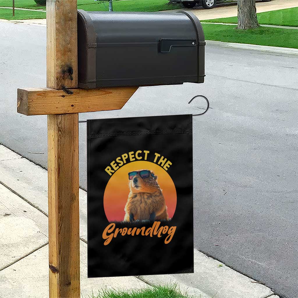 Funny Groundhog Day Garden Flag Respect The Groundhog Woodchuck - Wonder Print Shop