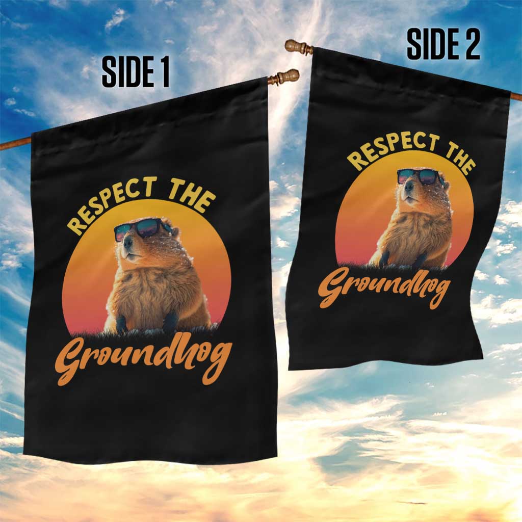 Funny Groundhog Day Garden Flag Respect The Groundhog Woodchuck - Wonder Print Shop